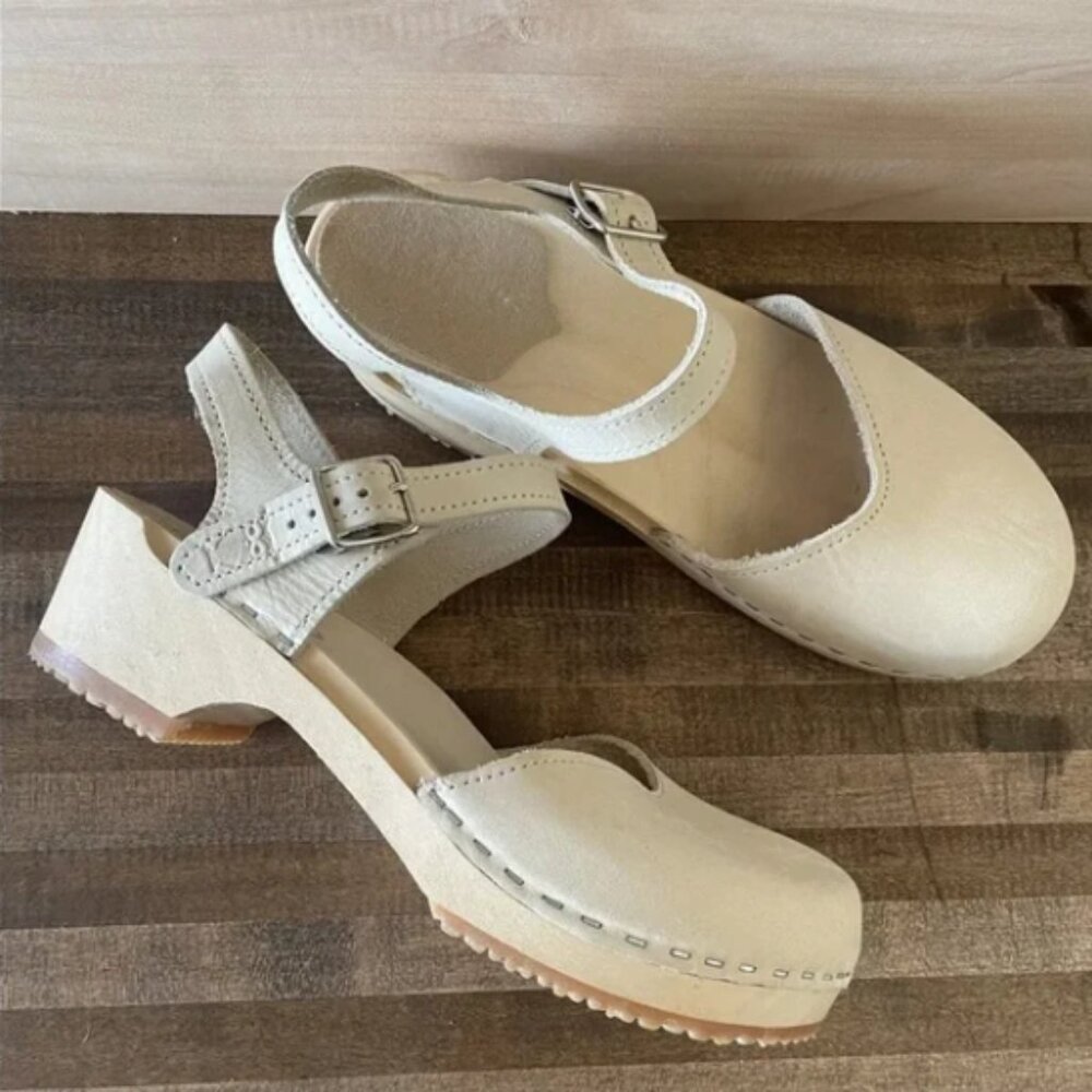 Sandgrens Clogs Nude Mary Janes Sz 37.5 US 7 $200